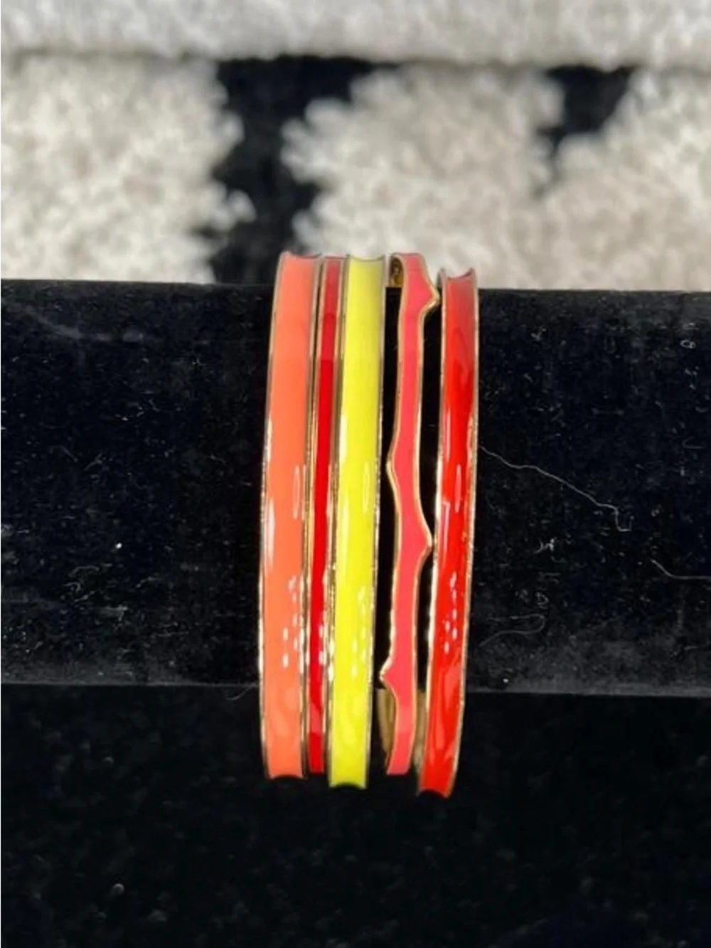 Colorful Enamel Stackable Bangle Set - Red, Coral & Yellow
